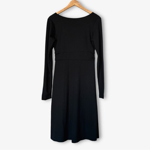 Eddie Bauer Faux Wrap Long Sleeve Black Dress Womens Size Small Travel Comfycore - Picture 12 of 13